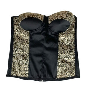 NWT UK2LA Cheetah Animal Print Black Strapless Corset